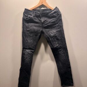Jack & Jones Distressed Black Jeans 32w 32l